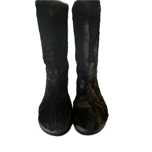 Jil Sander Black Faux Fur Ankle Boots
